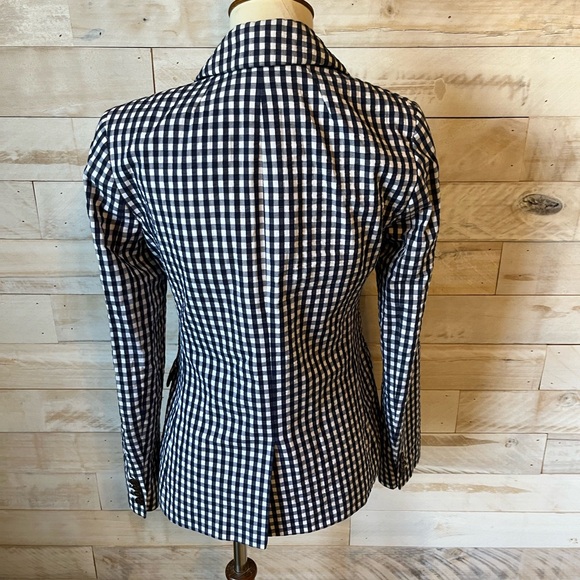 NWOT J.crew size 00 blue gingham blazer - Picture 5 of 10